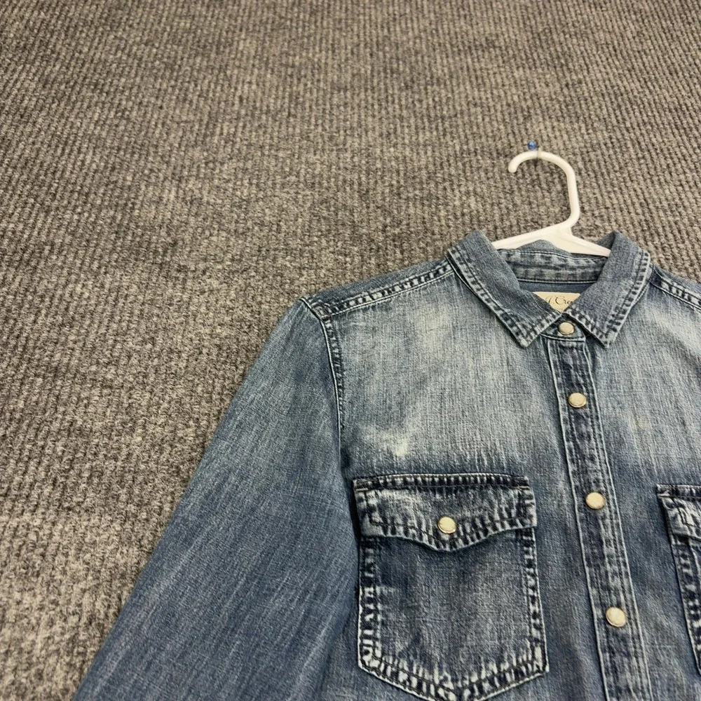 J Crew Denim Shirt Womens 8 Blue Cotton Long Sleeve Western Casual Classic